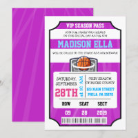 Invitation de Bar Mitzvah billet VIP BASKETBALL