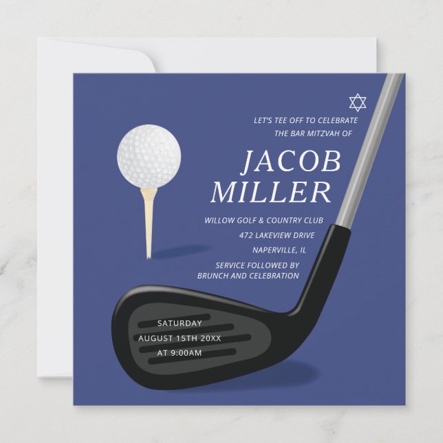 Invitation de Bar Mitzvah de golf Country Club (Devant)