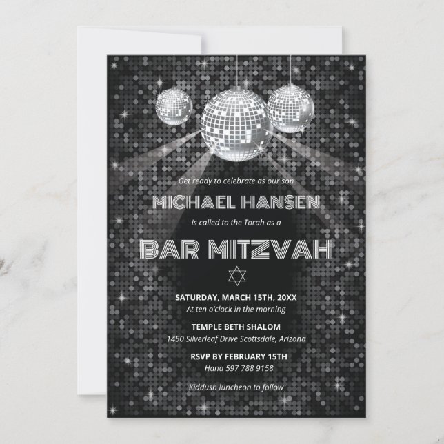 Invitation de Bar Mitzvah disco danse (Devant)