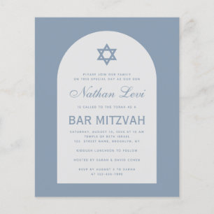 Invitation de Bar Mitzvah poussiéreuse bleu ciel v