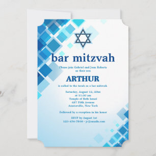 Invitation de Barbar Mitzvah Carrés brillants
