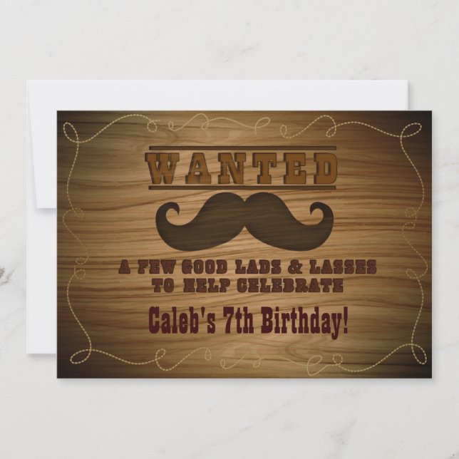 Invitation de barbe à la moustache de cow-boy west (Devant)