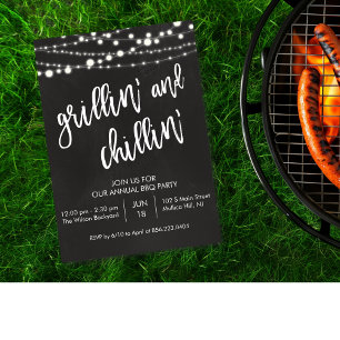 Invitation de barbecue à la craie Grillin et Chill