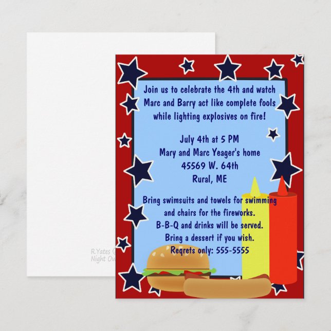 Invitation de barbecue d'étoiles (Devant / Derrière)