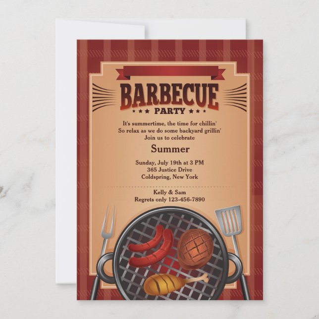 Invitation de barbecue sur grill (Devant)