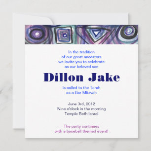 Invitation de base-ball Sports Bar Mitzvah Juif bl