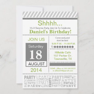 Invitation de base grise pour une fête d'anniversa