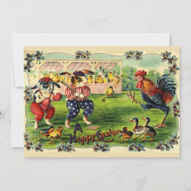 Invitation de baseball du lapin de Pâques (Devant)