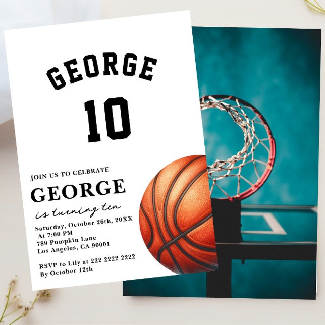 Invitation de basket-ball, fête d'anniversaire (Créateur téléchargé)