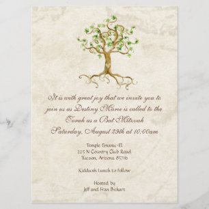 Invitation de bat mitzvah Antiqued par racines