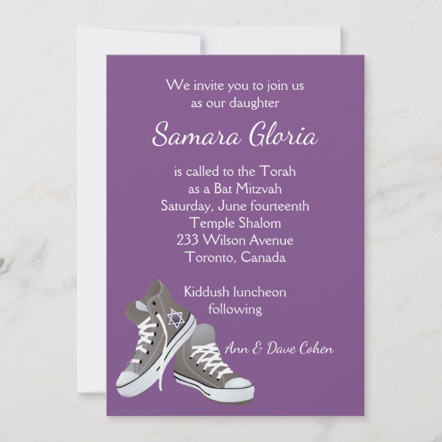 Invitation de Bat mitzvah Basket Fade Star (Devant)