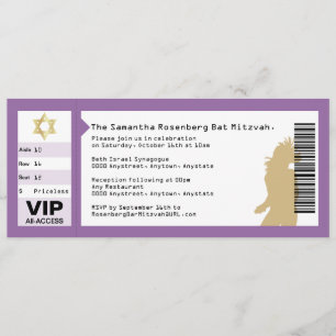 Invitation de bat mitzvah de billet de concert