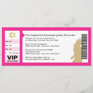 Invitation de Bat mitzvah de concerts en rose