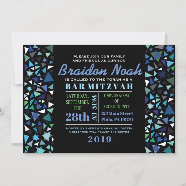 Invitation de Bat mitzvah de la barre STAR WALL en (Devant)
