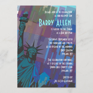 Invitation de bat mitzvah de Madame Liberty Bar de