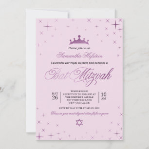 Invitation de Bat Mitzvah de princesse Couronne Ro