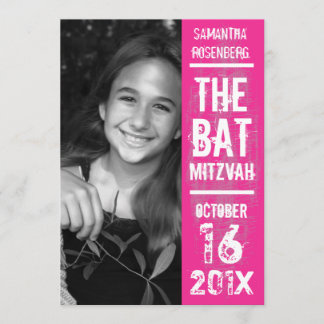 Invitation de Bat mitzvah de Rock Band en rose