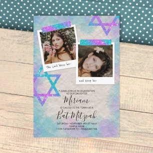 Invitation de Bat mitzvah de scrapbook rose et tur