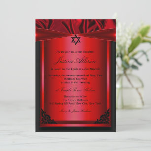 Invitation de bat mitzvah en soie rouge et noire