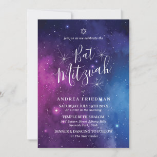 Invitation de Bat Mitzvah Galaxie Nuit Étoilée