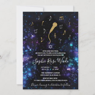 Invitation de Bat Mitzvah musicale Microphone