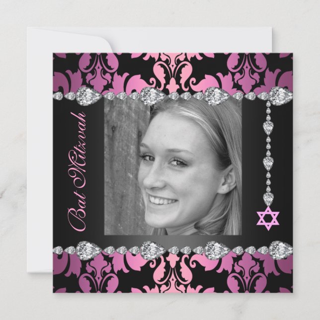 Invitation de Bat Mitzvah photo de conception de d (Devant)