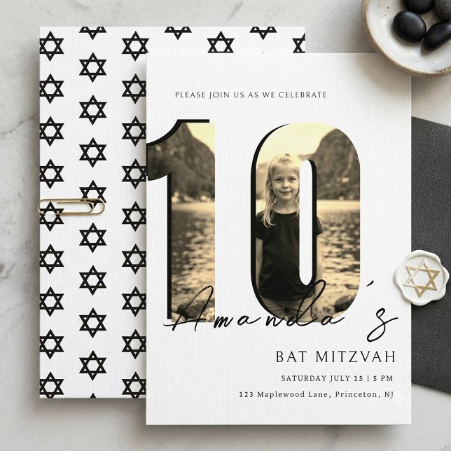 Invitation de Bat Mitzvah photo moderne numéro 10 (Créateur téléchargé)