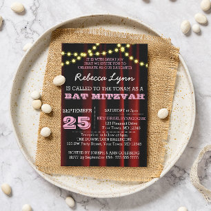 Invitation de Bat mitzvah rose