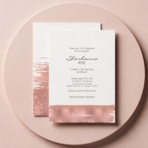 Invitation de Bat Mitzvah Rose Gold Brushstroke