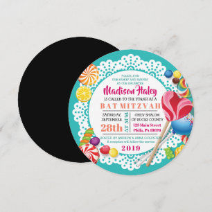 Invitation de Bat Mitzvah ROUND CANDY STORE