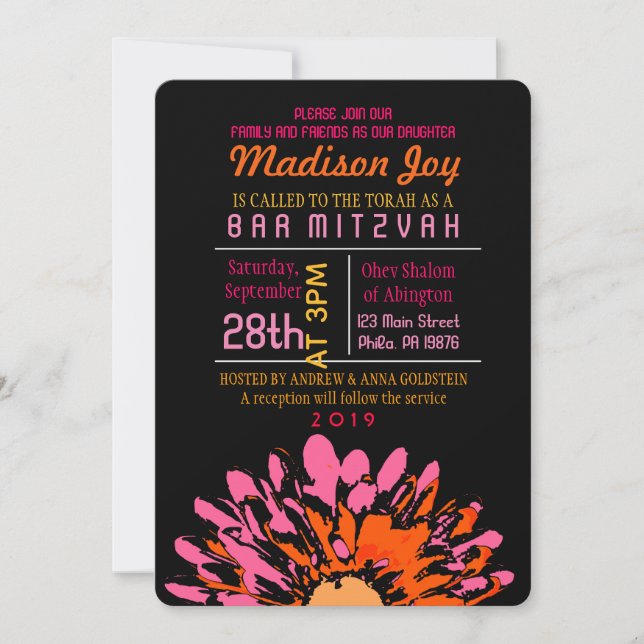 Invitation de Bat Mitzvah SI JOLIE DAISY (Devant)