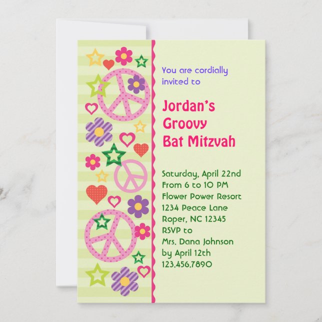 Invitation de Bat mitzvah Super rétro (Devant)