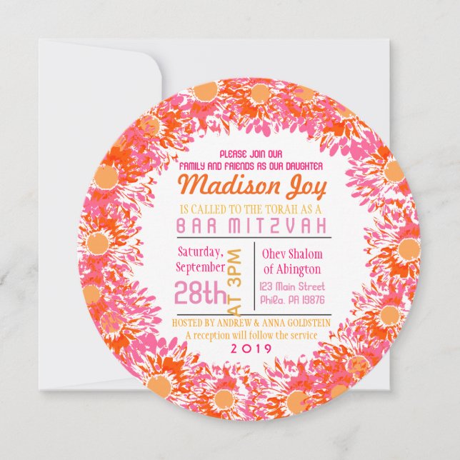 INVITATION DE Bat Mitzvah TRÈS JOLIE DAISY (Devant)