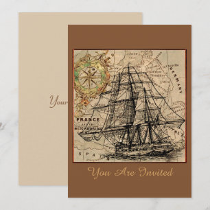 Invitation de bateau et carte vintage