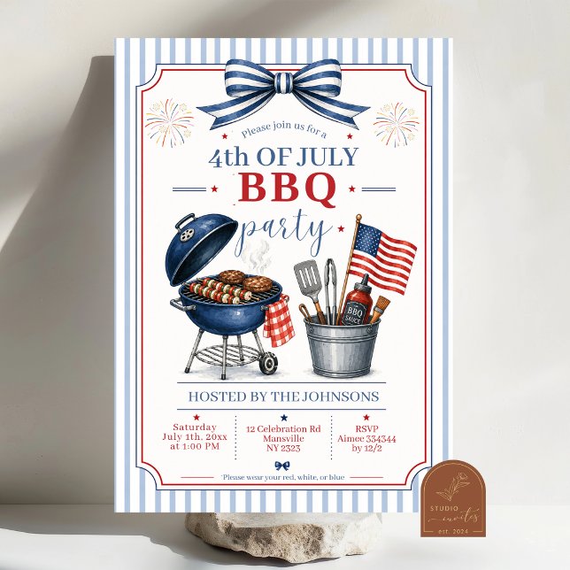 Invitation de BBQ du 4 juillet Préparé pour la Fêt (Créateur téléchargé)