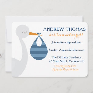 Invitation de bébé de cigogne/faire-part de bébé