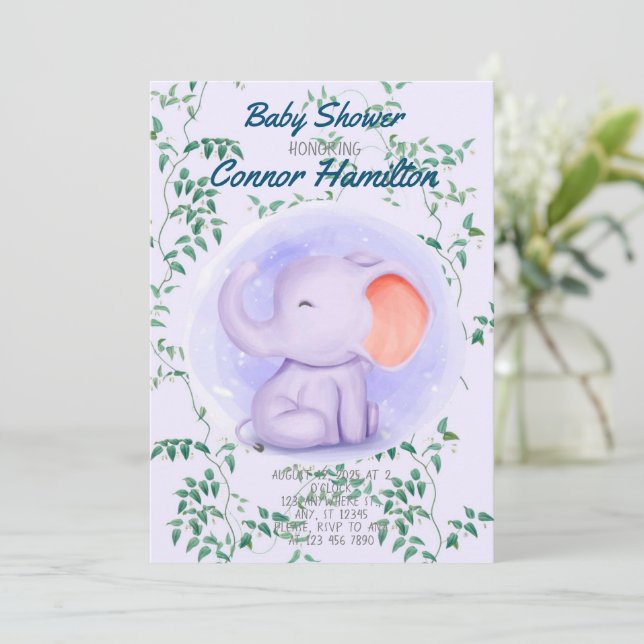 INVITATION DE BÉBÉ ÉLÉPHANT (Debout devant)