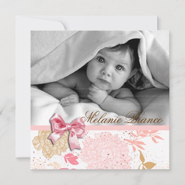 Invitation de bébé fille Fête d'anniversaire Pink  (Devant)