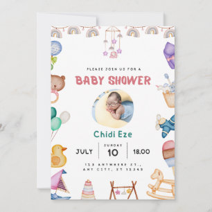 invitation de bébé garçon moderne