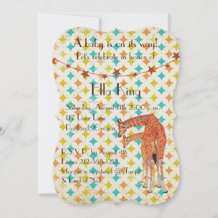 Invitation de bébé rétro Girafe