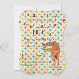 Invitation de bébé rétro Girafe