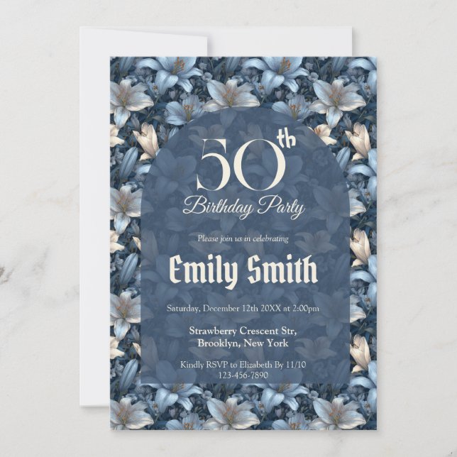 Invitation De belles lys charment l'anniversaire de la fille (Devant)