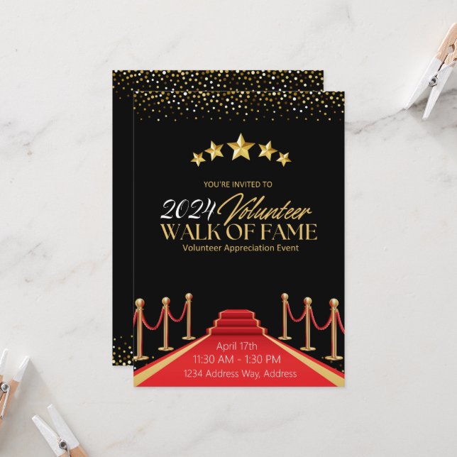 Invitation de bénévole pour la gloire sur tapis ro (Devant/Arrière en situation)