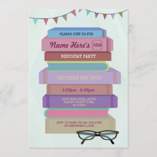 Invitation de bibliothèque d'anniversaire de livre