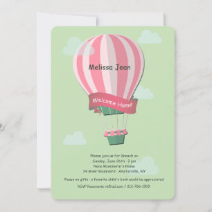 Invitation de bienvenue pour bébé en montgolfière