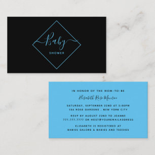 Invitation de billet Baby shower Diamant noir et b