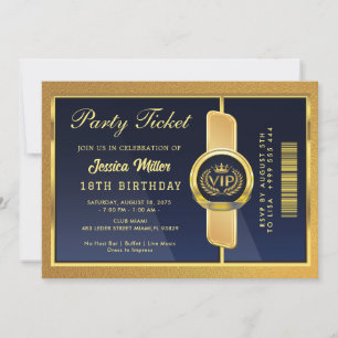 Invitation de billet d'anniversaire 18 ans élégant