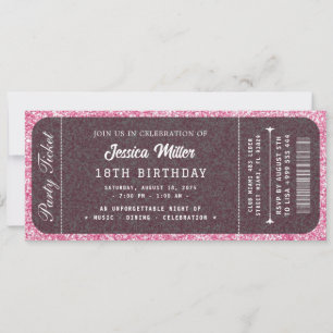 Invitation de billet d'anniversaire à paillettes r