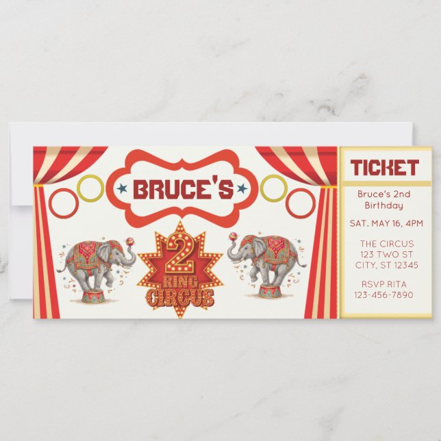 Invitation de billet d'anniversaire de 2 ans de Tw (Devant)