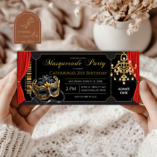 Invitation de billet d'anniversaire de fête masqué